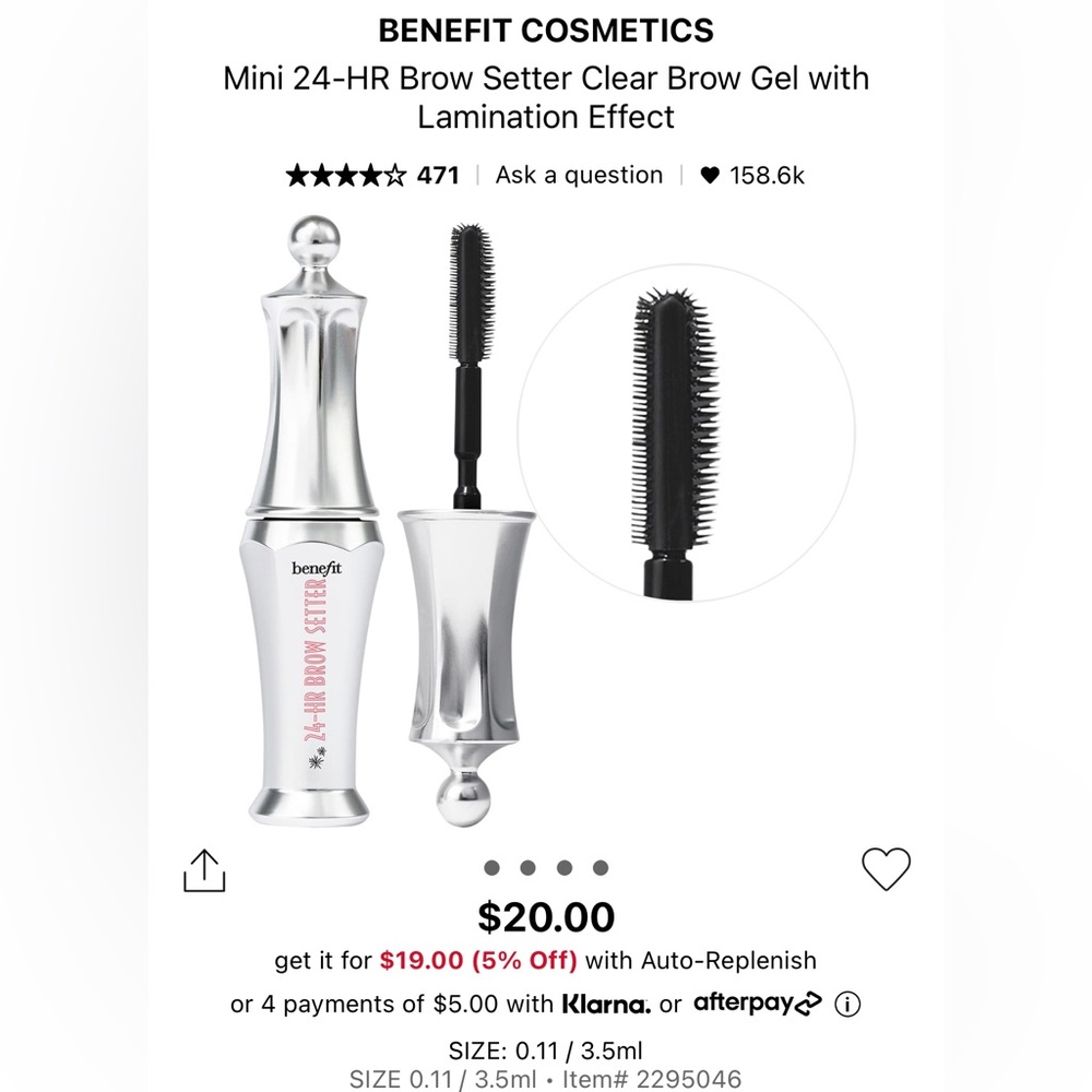 ๐2/$20๐ Benefit Mini 24-HR Brow Setter Clear Brow Gel - Picture 2 of 2